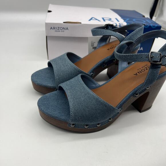 Arizona Jean Co Womens Heather Heeled Sandals Blue Denim Size 7.5M - Picture 7 of 16
